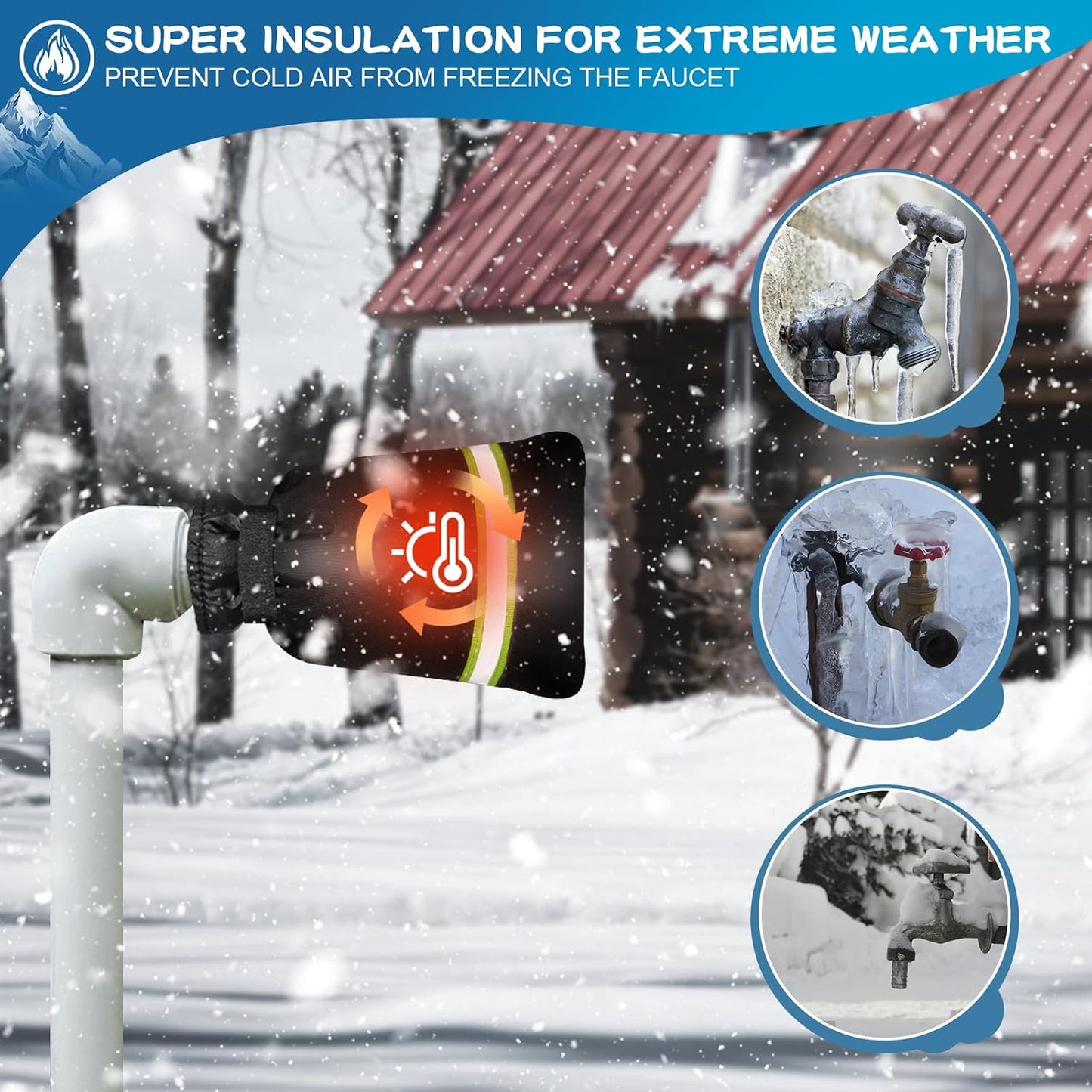 Upgrade Ourdoor Faucet Covers for Winter Freeze Protection, Large Hose Bib Covers, 2 Pcs Waterproof & Frost Free Water Pipe Insulated Protector Black