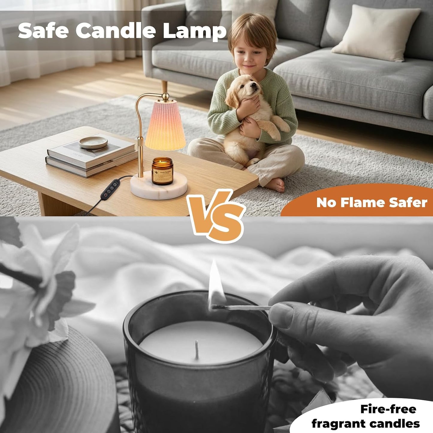 LALISU Candle Warmer Lamp with Timer and Dimmer, Vintage Electric Melter Candle with 2 Bulbs, Melter Scented Height Adjustable Compatible with Jar Candles, House Warming Gifts (Black)