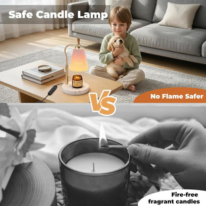 LALISU Candle Warmer Lamp with Timer and Dimmer, Vintage Electric Melter Candle with 2 Bulbs, Melter Scented Height Adjustable Compatible with Jar Candles, House Warming Gifts (Black)