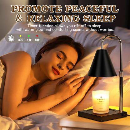 Candle Warmer Lamp Wood with Timer, Dimmable Electric Candle Lamp Warmer for Jar Candles, 2*35 Watt Bulb, Mothers Day Birthday Gifts for Women Men, Decorative Wooden Candle Lamp for Bedroom Home Decor