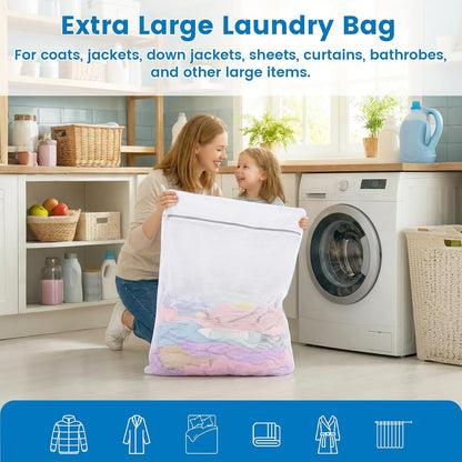 Dntorx 2 Pack XX-Large Mesh Laundry Bags for Delicates, 24 x 32 Inches Reusable Laundry Bag Durable Wash Bags for Washing Machine for College, Family, Travel, Storage
