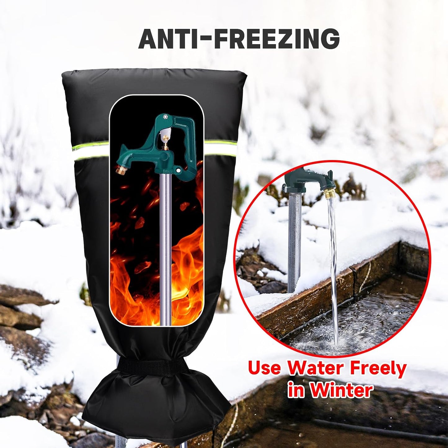 Riboud 2 Pack Outdoor Faucet Covers for Winter XXXL, 26”H x 13”W for Garden Lawn Faucets and Yard Hydrant, 3M Thinsulate Sprinkler Freeze Protector, Waterproof Spigot Covers winter Insulated