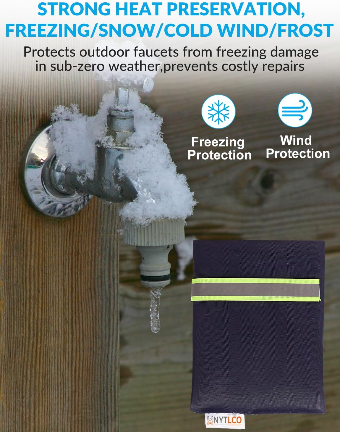 2Pack Outdoor Faucet Covers for Winter,8.3" H x 6.7" W Hose Bib Covers for Winter Freeze Protection, Outside Spigot Cover Insulated Waterproof Water Pipe Protector (Black-2Pack)