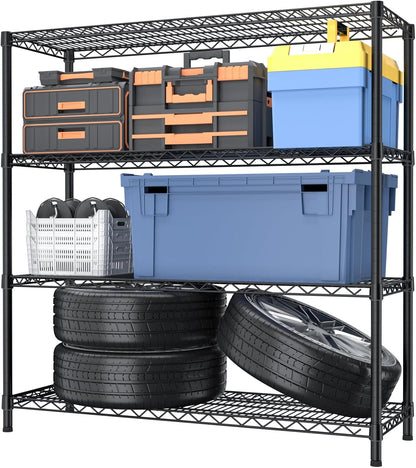 Golpart 4 Tier Adjustable Storage Shelves Metal Utility Shelf Wire Shelving Unit Organizer Rack for Home Kitchen Office Bathroom Pantry Room 12" D x 18" W x 44" H