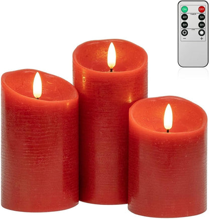 ANGELLOONG Flickering Flameless Candles, Realistic Battery Operated Candles with Remote and Timer, Set of 3 LED Candles for Room Fall Home Wedding Decor Centerpieces Table Party Valentines Decorations