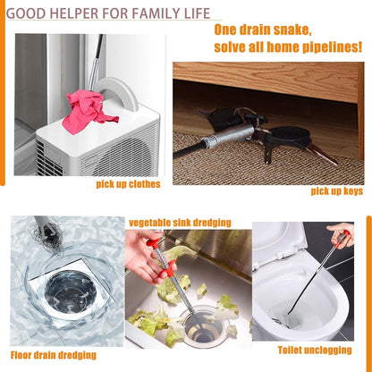 62inch Drain Clog Remover Toilet Snake Plumbing Snake Grabber Reacher Tool with Spiral 4-Claw Grabber-Spring,Unclogs Hair&Sundries&Keys/Jewelry/Clothes,for Kitchen/Bathtub/Sewer/Toilet