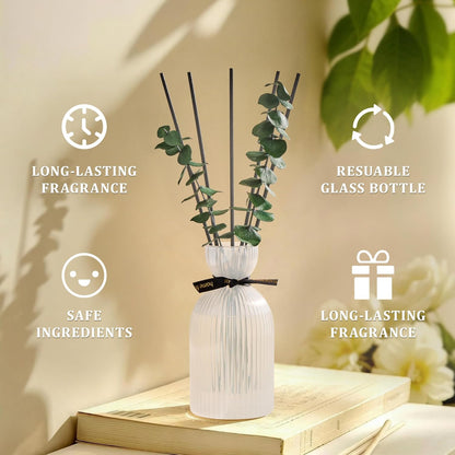 Airkeep Reed Diffuser Set 6.76 oz – Cherry Blossom Home Fragrance with Eucalyptus Sticks – Decorative Glass Bottle for Bathroom, Bedroom & Living Room Décor – Gift Ready