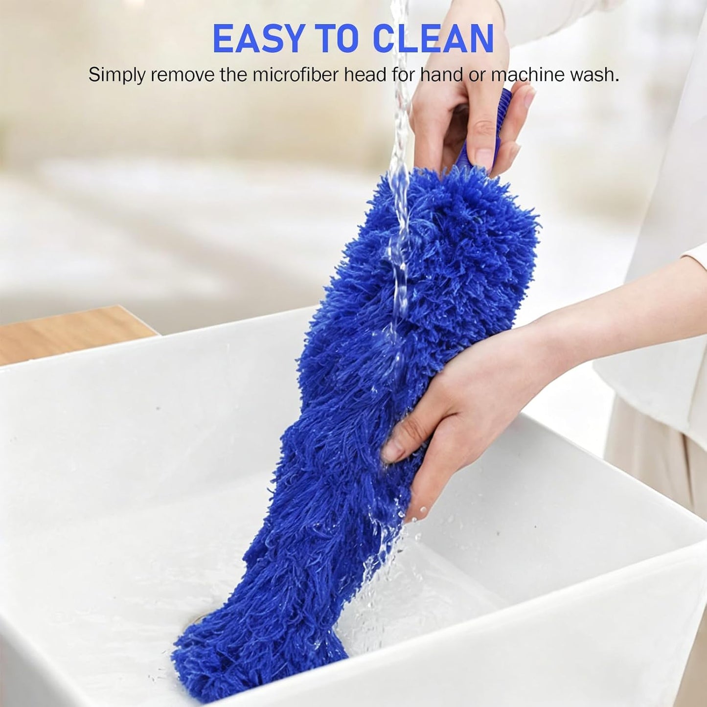 SetSail Extra-Long Dusters with Extension Pole 100-inch for Cleaning, Bendable Microfiber Head Washable Ceiling Fan Duster for High Ceilings, Furniture