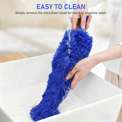 SetSail Extra-Long Dusters with Extension Pole 100-inch for Cleaning, Bendable Microfiber Head Washable Ceiling Fan Duster for High Ceilings, Furniture