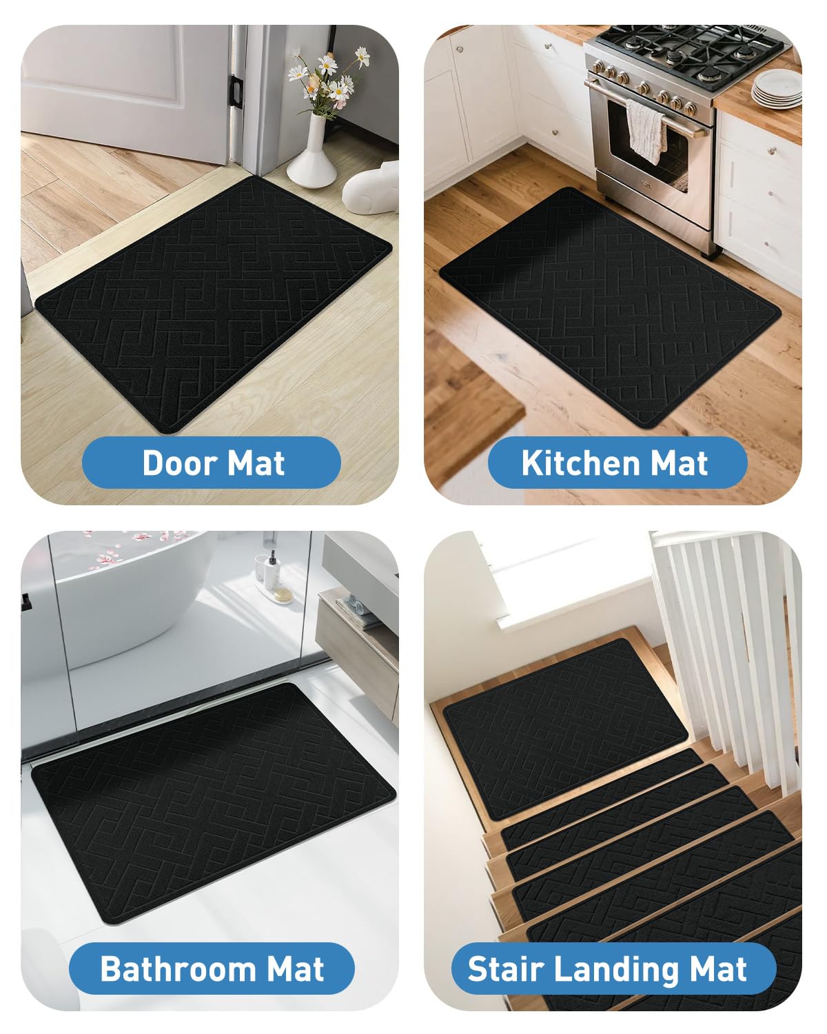 Non Slip Stair Treads for Wooden Steps,15 Pack 8" X 30" Stairs Carpet Treads Indoor with Reusable Peel and Stick Adhesive for Kids Elders and Pets