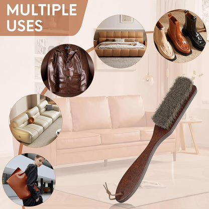 100% Horse Hair Clothes Brush for Wool Coats Cashmere Suits No Shedding Soft Bristle Garment Brush for Lint Removal Premium Beechwood Handle Hat Brush for Cowboy Hats Felt Fedora Cleaning Tailor Grade