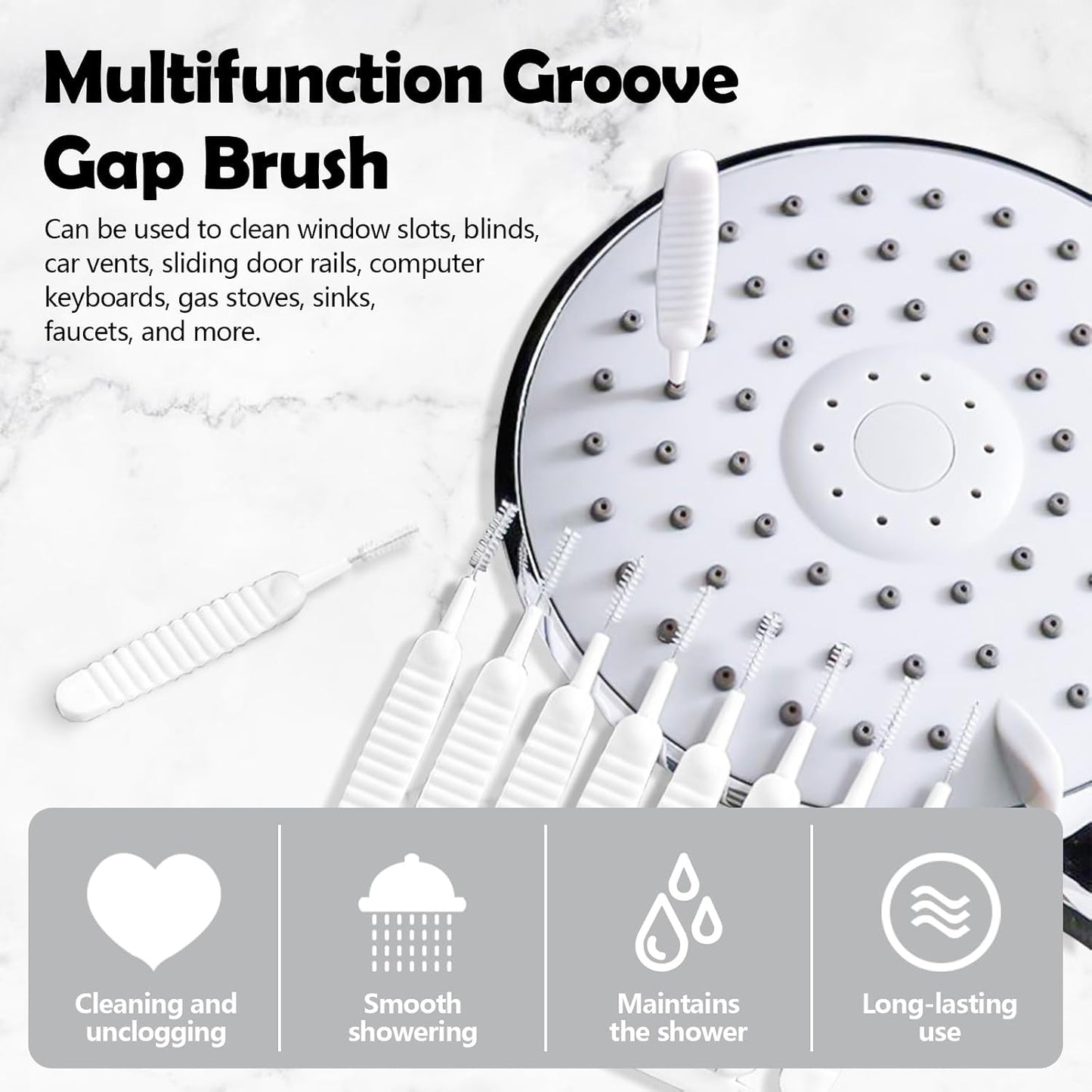 100 Pieces Mini Shower Head Cleaning Brush Multifunctional Gap Hole Anti-Clogging Nylon Pore Gap Cleaning Brush for Window Slot Phone Keyboard Car Vent Straw Bathroom Shower Cleaning Tool (White)