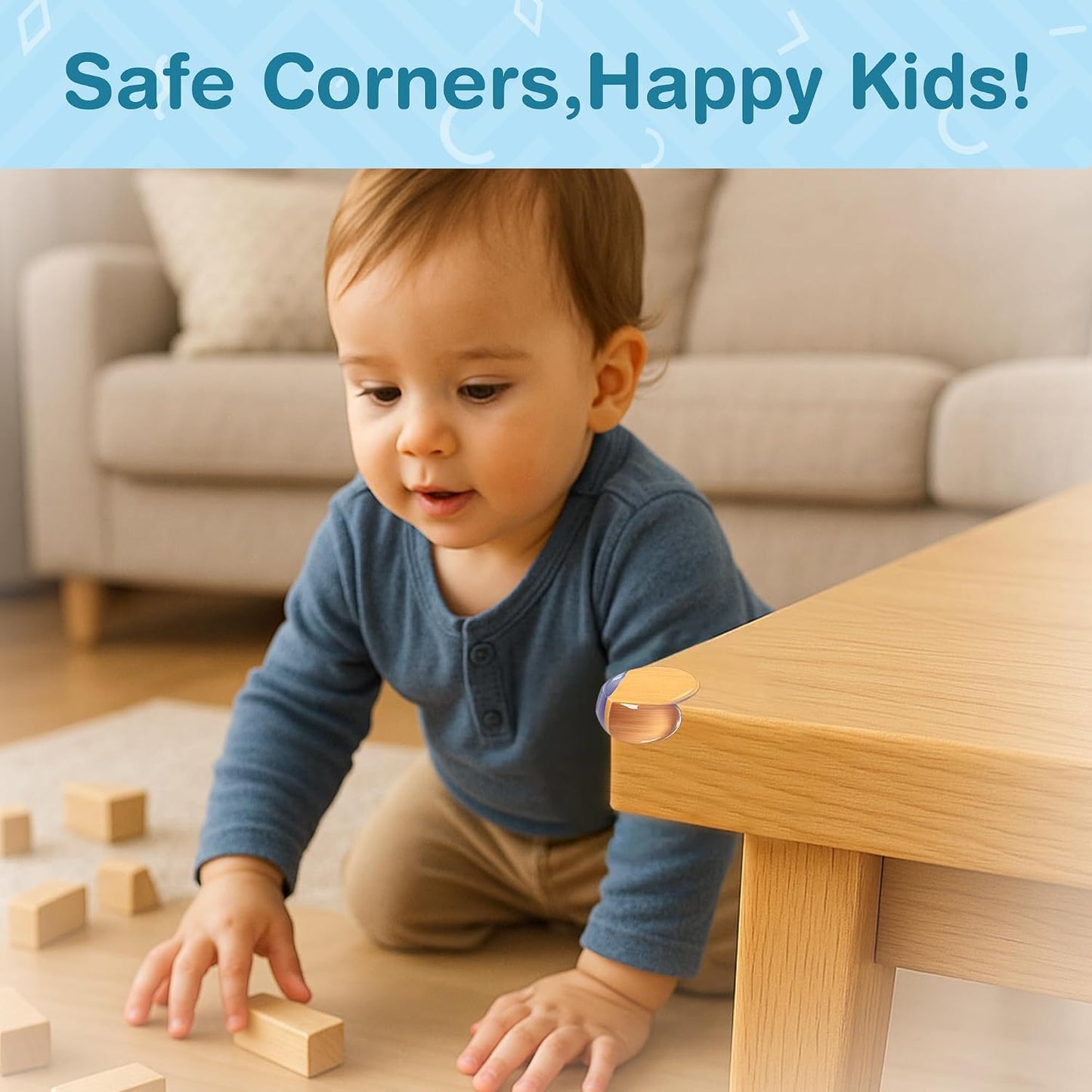 15 Pcs L-Shape Corner Protector for Baby Proofing – Clear 4cm x 4cm Edge Safety Bumpers for Furniture & Sharp Table Corners – Slim Profile Secure Adhesive Gel Pads Included