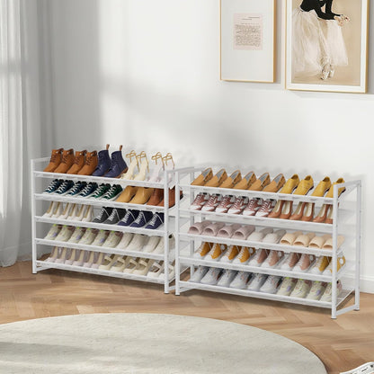 Large Shoe Rack 8 Tier Shoe Organizer, Heavy Duty Metal 4-Tier Stackable Shoe Storage Vertical Shoe Rack for Closet Front Door Entrance, Up to 50 Pairs, 44.8" W x 11.4" D x 56.7" H, Black