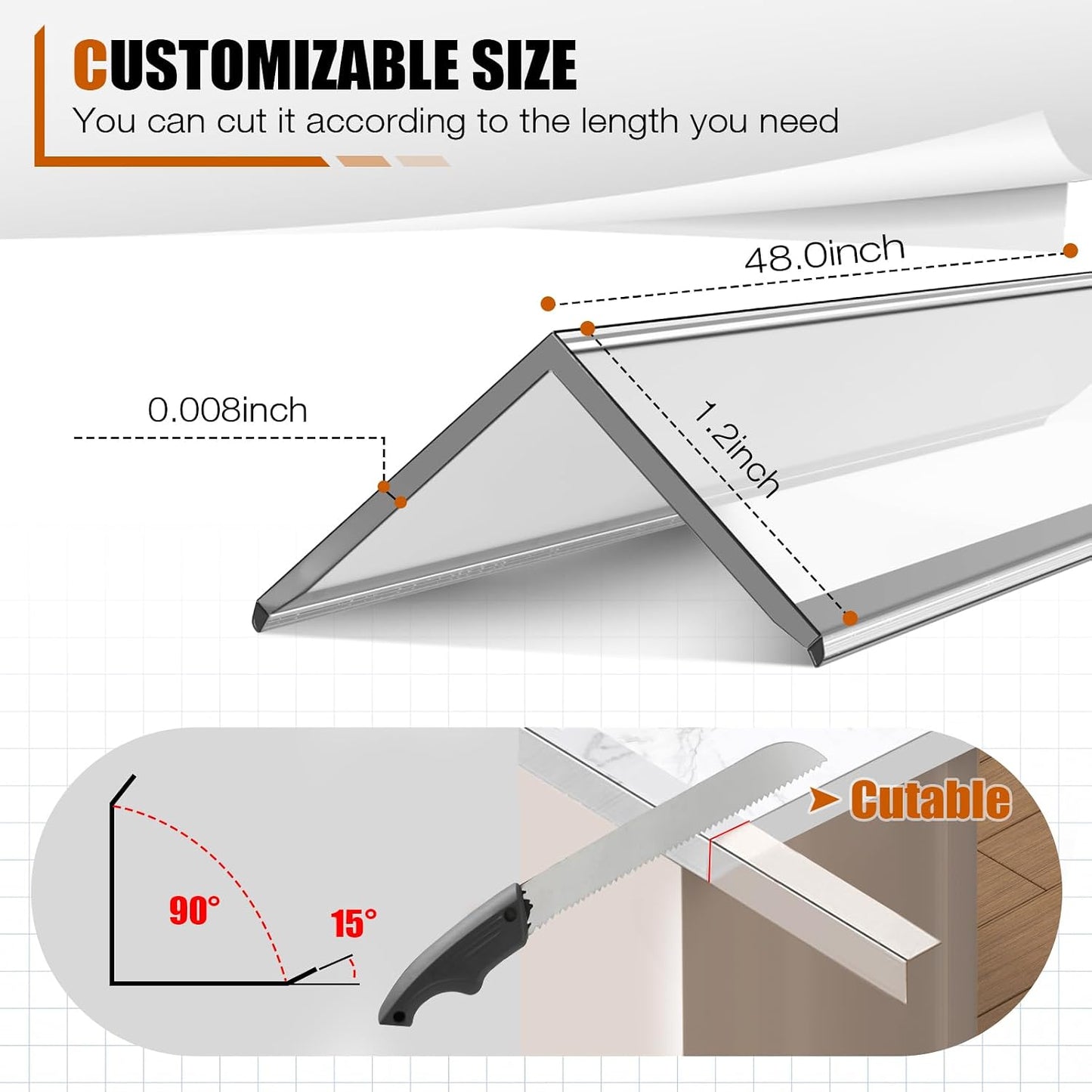 Magicheap 4 Pack Wall Corner Protector, Self Adhesive Corner Protectors for Walls, Easy to Install Edge Guard Strip for Furniture Cabinet Shelf Drywall Baseboard Desk, 17.7in x 1.18in, Clear