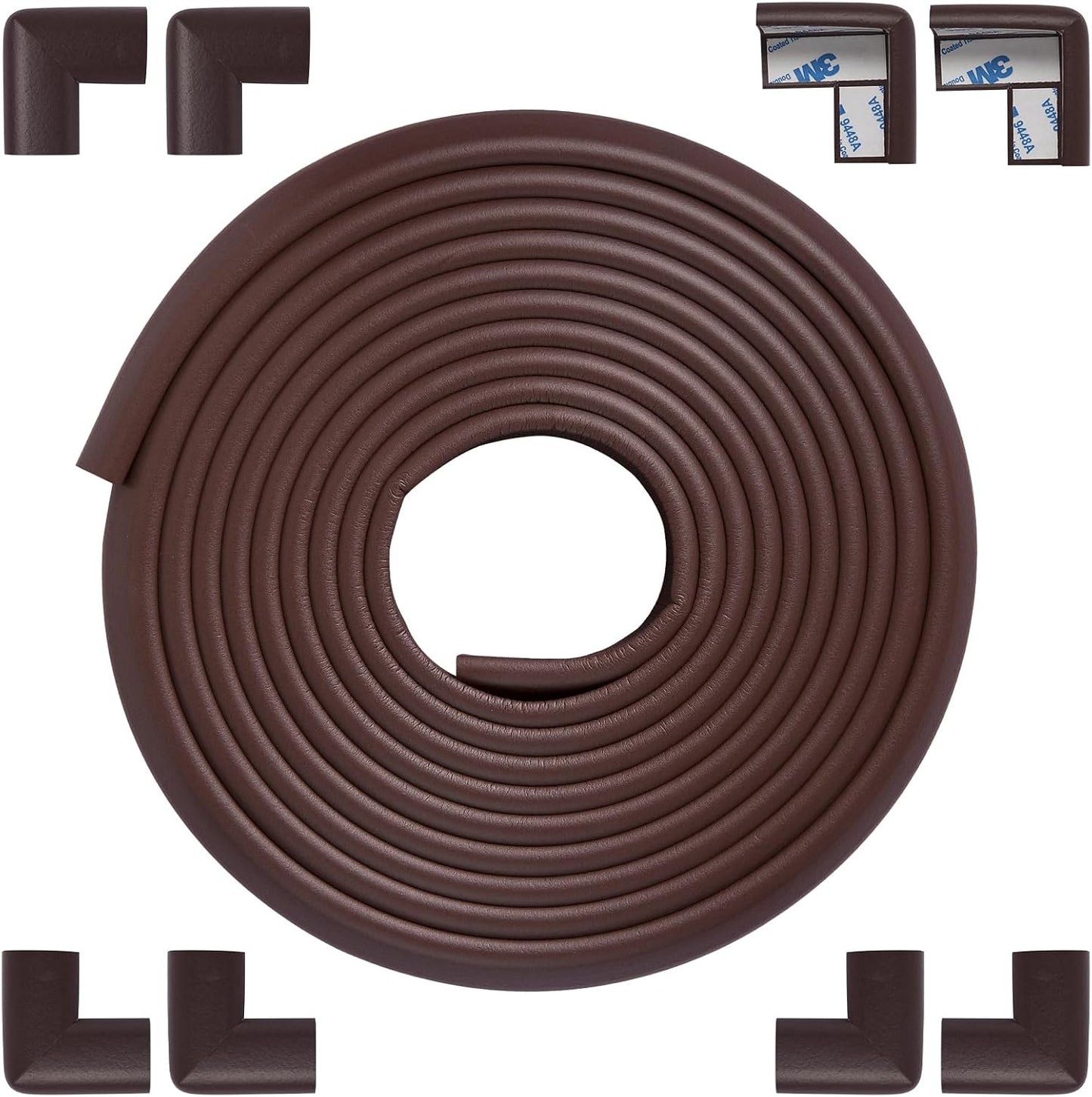 Foam Corner Protector Edge and Corner Guard, with 12.5 feet Length Foam Safety Bumpers, Baby Proofing Safety Table Corner Protectors (Coffee 12.5ft)
