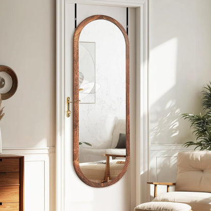Full Length Mirror 65"x22" with Stand Solid Wood Frame Floor Large Mirror for Living Room, Bedroom Hanging Standing or Leaning Wall-Mounted, New Black