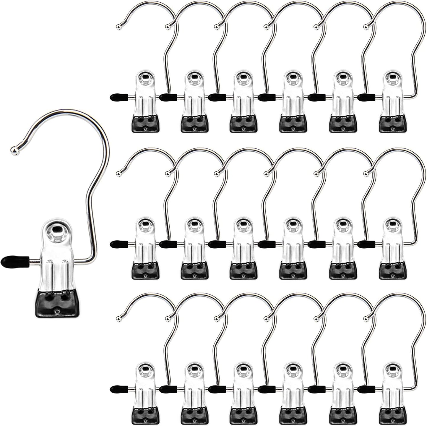 Boot Hangers Clips, 16 Pack Laundry Hooks Hanging Clips Clothes Pins Closet Hanger Organizer Clamps Socks Towel Clips Heavy Duty Clothespins Bulk Hanger Clips for Closet Travel Pants Socks Handbags
