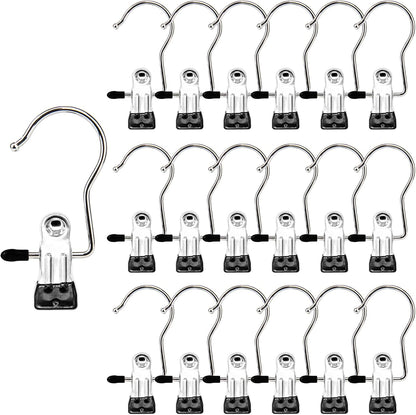 Boot Hangers Clips, 16 Pack Laundry Hooks Hanging Clips Clothes Pins Closet Hanger Organizer Clamps Socks Towel Clips Heavy Duty Clothespins Bulk Hanger Clips for Closet Travel Pants Socks Handbags