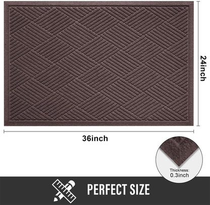 HIYARD Sturdy Front Door Mat, Absorbent Muddy Dirt Resist Welcome Door Mats Outdoor Indoor, Stain and Fade Resistant, Non-Slip Rubber Backing Low Profile Doormat for Entryway, 30×17, Beige