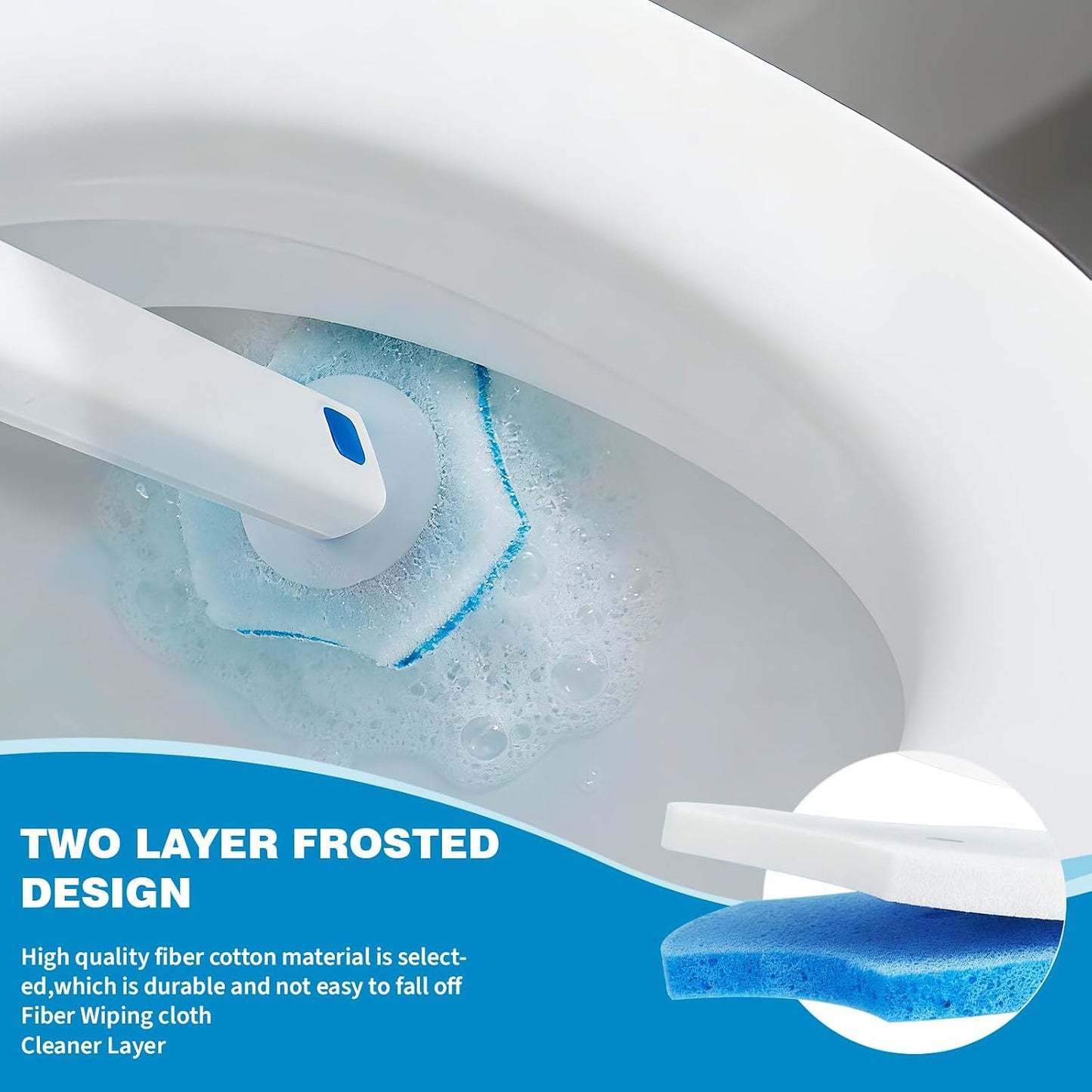 Disposable Toilet Brush with 48 Refills,Cleaning wand,No-Touch Hygienic Cleaning System