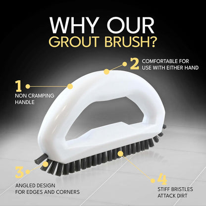 Small Cleaning Brush Set 3pcs—Crevice Brushes for Cleaning—Scrub Brushes Set with Silicone Tipped Scrub Brush—Stiff Handle Miniature Cleaning Brush for Kitchen Uensils, Tight Spaces, Tub, Shower