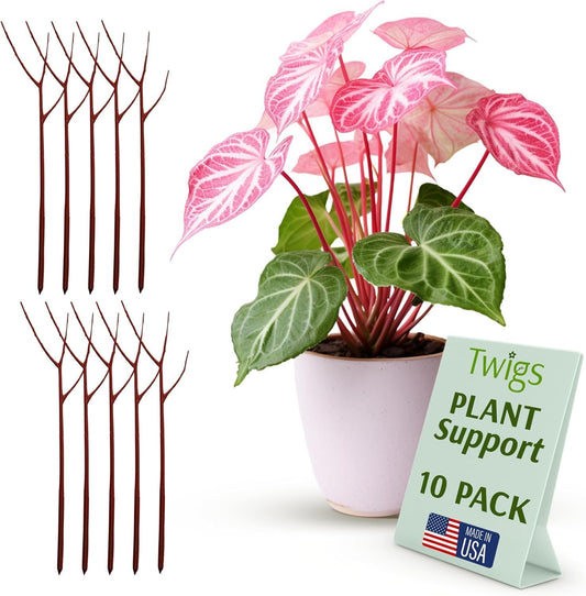 Twigs GA Original Plant Support Stakes, Moonstone, 3-Pack, 22" L | Made in USA, UV-Protected Poles, Natural-Looking Stem Support Stakes, Stick Structures for Flower Plants & Vases up to 3ft