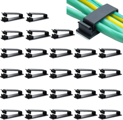 50packs Self Adhesive Cable Management Clips,32.5mm/1.28in Black Durable Wire Organizers Cord Holder for TV, PC, Laptop, Ethernet, Desktop, Home, and Office