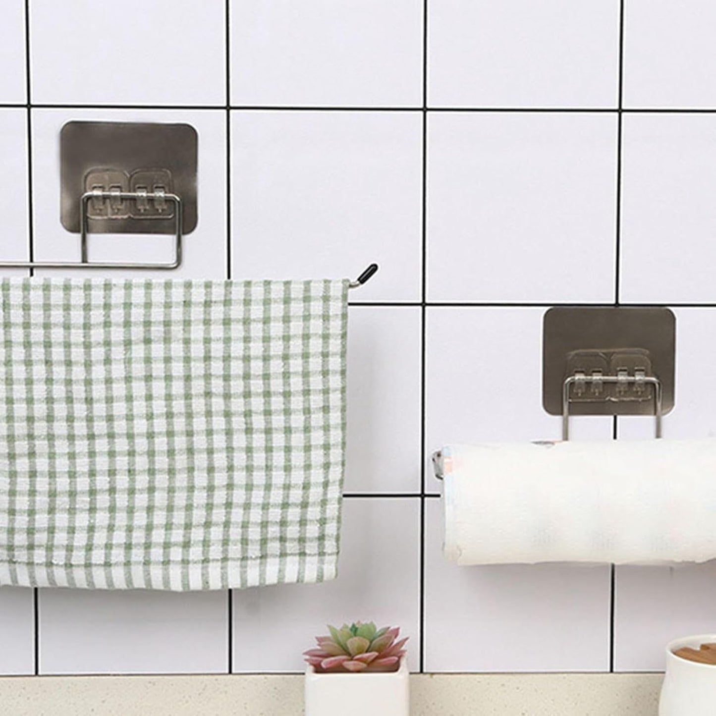 Towel Holder, Wall Hanging Stainless Steel Paper Towel Bar, Dishcloth Rack for Kitchen Bathroom, Disposable Dishcloth Rack, Space Saving Design Multi Functional Use