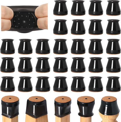 VIUME 24 Pcs Chair Leg Floor Protectors for Hardwood Floors Silicone Covers Felt Pads Furniture Leg Caps Anti-Scratch Reduce Noise Fit (1-5/16" to 2")
