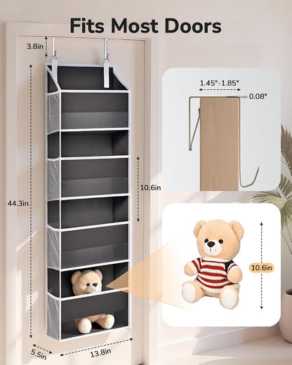 ULG Over the Door Organizer, 5-Tier Extra Large Hanging Storage with 10 Mesh Pockets, 100 lbs Capacity, Heavy Duty Door Organizer for Closet, Bedroom, Nursery Storage, Beige
