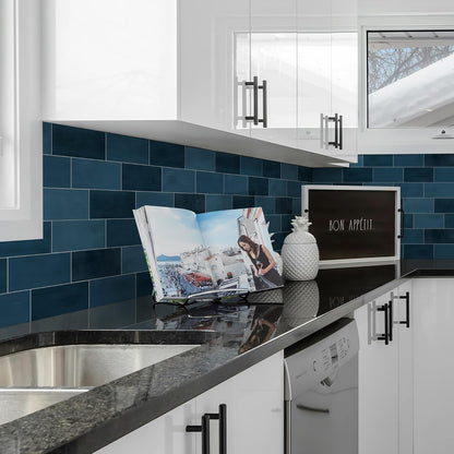 SUNWINGS 100-Sheet Subway Peel and Stick Backsplash Tile, 6" x 3" White Mixed Stone Composite Handmade Looks Self Adhesive Waterproof Wall Tile, Stick on Tiles for Kitchen Bathroom Shower Fireplace