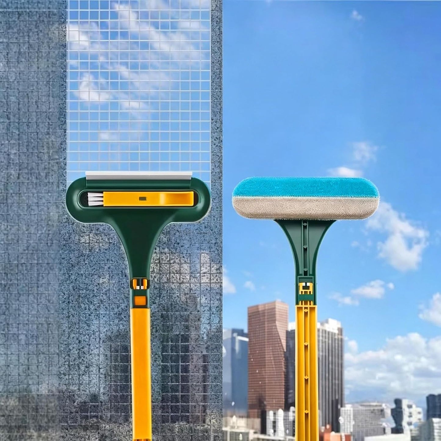 Window Screen Cleaning Brush, 3 in 1 Window Screen Cleaner Tool, Hangable Multi-Purpose Window Screen Brush Cleaning Tool for Patio, Door, Porch Screens, Easy to Clean (Green)