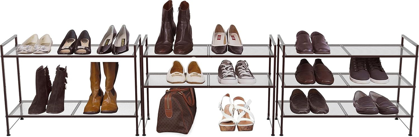 Simple Houseware 3-Tier Stackable Shoes Rack Storage Shelf, Black