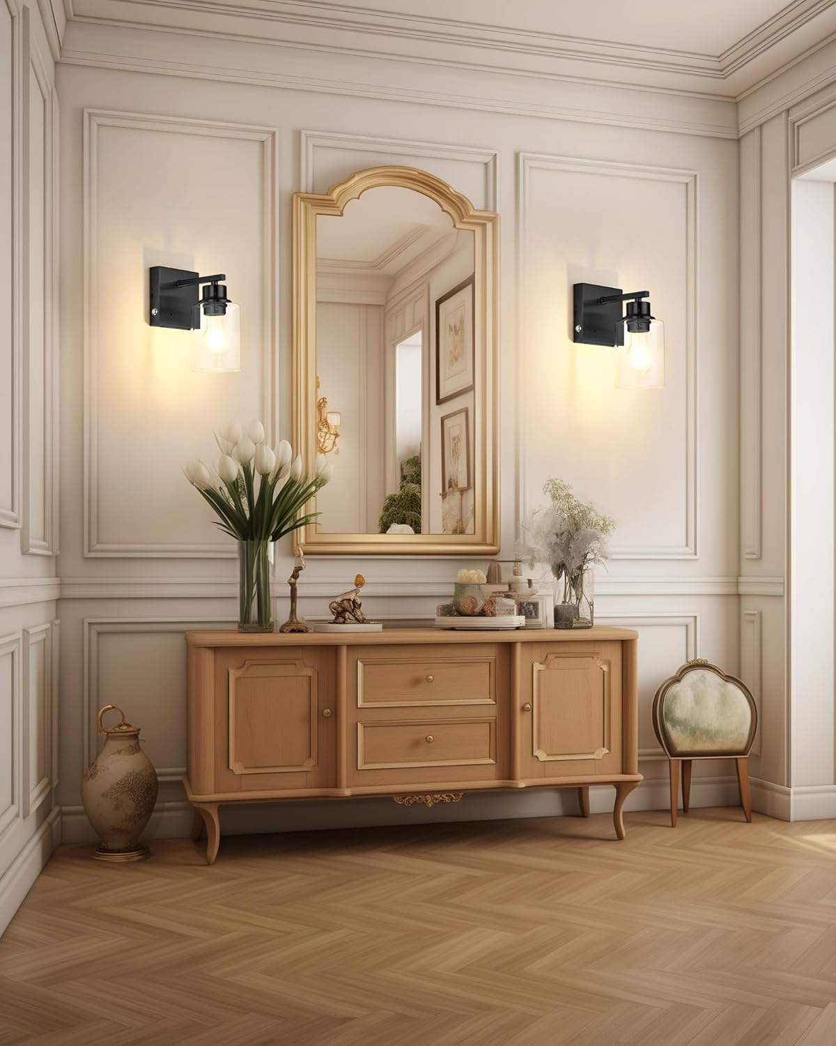 Battery Operated Wall Sconce Set of 2, Black Rechargeable Wall Lights with Timer Function, Easy Install Dimmable Wireless Wall Lamps Sconces Wall Decor for Living Room Bedroom Hallway, Emergency 3000K