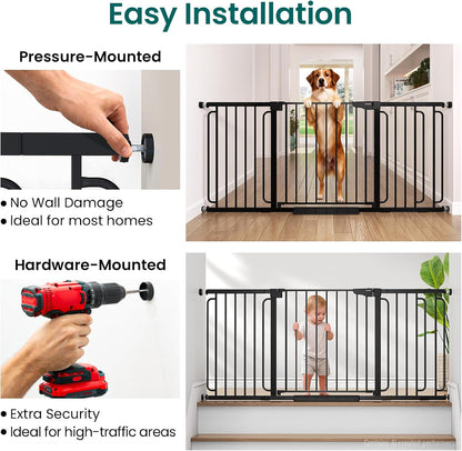 Cumbor 30-46" Baby Gate for Stairs, Mom's Choice Awards Winner-Auto Close Dog Gate for The House, Gifts for Mom, Easy Install Pressure Mounted Pet Gates for Doorways, Black