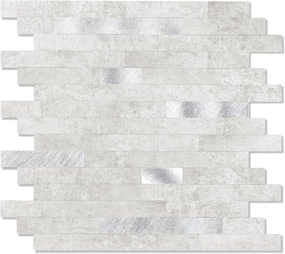 Yipscazo 2026 New Upgrade 11.34" X 11.57" Peel and Stick Backsplash, Stick on Backsplash Tiles for Kitchen, Bathroom, Fireplace (10 Sheets, Beige Rocks + Rose Gold)