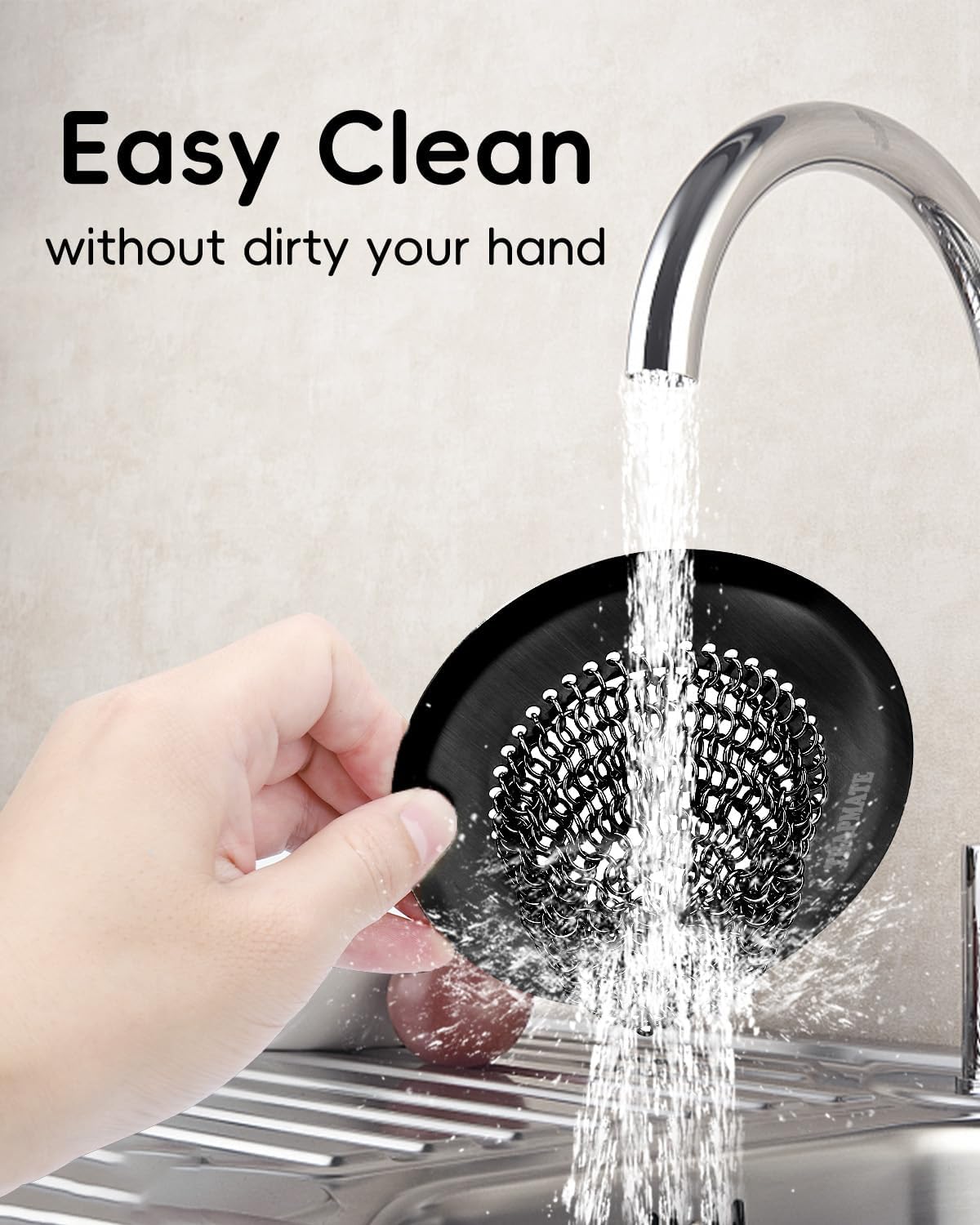 Reversible Kitchen Sink Drain Strainer Basket for Sink & Garbage Disposal | Easy Clean, Anti-Clogging, Fast Drainage, Anti-Slip, Anti-Rust, 304 Stainless Steel, Large Capacity, 4.4",Patented Chain Mesh