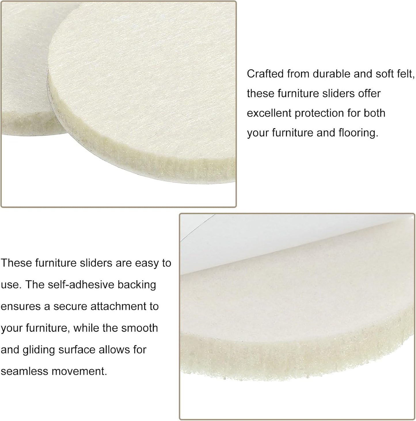 uxcell Furniture Pads, 50Pcs 1.25" - Round Self Adhesive Felt Furniture Pads, Floor Protectors for Furniture Feet Chairs Legs Hardwood Floors (Beige)