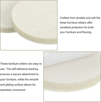 uxcell Furniture Pads, 50Pcs 1.25" - Round Self Adhesive Felt Furniture Pads, Floor Protectors for Furniture Feet Chairs Legs Hardwood Floors (Beige)