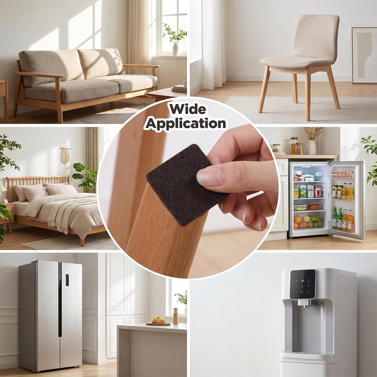 12 PCS Square Felt Pads for Chair Legs, 2 × 2 Inch Thick Adhesive Felt Pads | Non Scratch Furniture Pads for Hardwood Floors, Brown