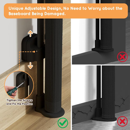 Retractable Baby Gate, 38" Extra Tall Mesh Dog Gate with Auto-Tension Design, 71" Wide One-Hand Operation Doorway Gates for Pets & Babies, No Bottom Rail Safety Gate for Hallways, Black