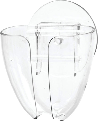 iDesign Plastic Self-Draining Suction Cup Soap Holder, Clear | Wall Mount, Kitchen Sink Bar
