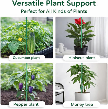 Plant Stakes 12 Inch, 12-Pack Stackable Plant Support Stakes with 12 Clips, Extendable Plant Holder Sticks for Tomato, Orchid, Monstera, Indoor Outdoor Plants (12)