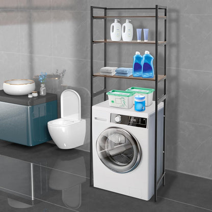 Over Washer and Dryer Storage Shelves, 3-Tier Freestanding Washing Machine Storage Rack with Adjustable Shelf for Laundry Room Bathroom Garage, W27.2*D11.8*H71.3in (White)