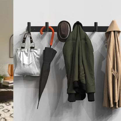 VAEHOLD Black Hat and Coat Wall Mount Rack - 3 Hooks for Robes, Bags, Keys, and Towels - Bathroom Towel Hanger Organizer (1 Pack)