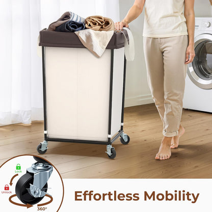 Mefirt 320L Laundry Hamper with Wheels, 3 Section Large Rolling Laundry Basket Bag with Wheels, Clothes Hamper Cart for Laundry, Bedroom, Bathroom and Dorm