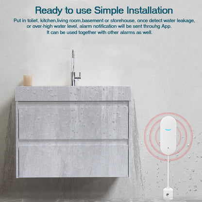 WiFi Water Sensor Leak Detector: Smart Water Leak Detector, TUYA Smart Water Leak Sensor, Wireless Water Level Sensor with App Alerts and Remote Monitor, Water Detectors & Alarms for Home,Basement