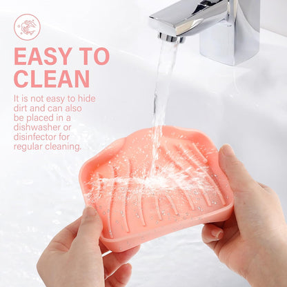 2PCS Self Draining Soap Holder,Spofit Silicone Soap Dish, Suitable for for Kitchen, Bathroom, Shower, Bath Tub,Soap Container (White)