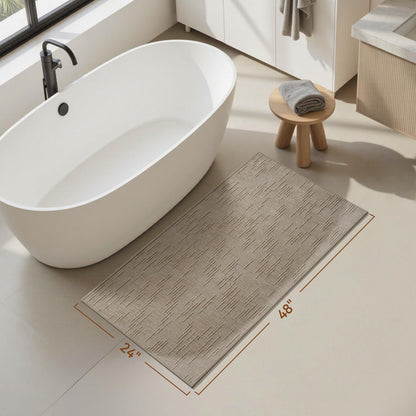 AMOAMI Bath Mat Non Slip Super Absorbent Quick Dry Bath Mats for Bathroom Floor Rubber Backing Washable Bathroom Rugs Modern Woven Jacquard Mat, Beside Tub Bath Rugs, 17" x 24", LightGrey